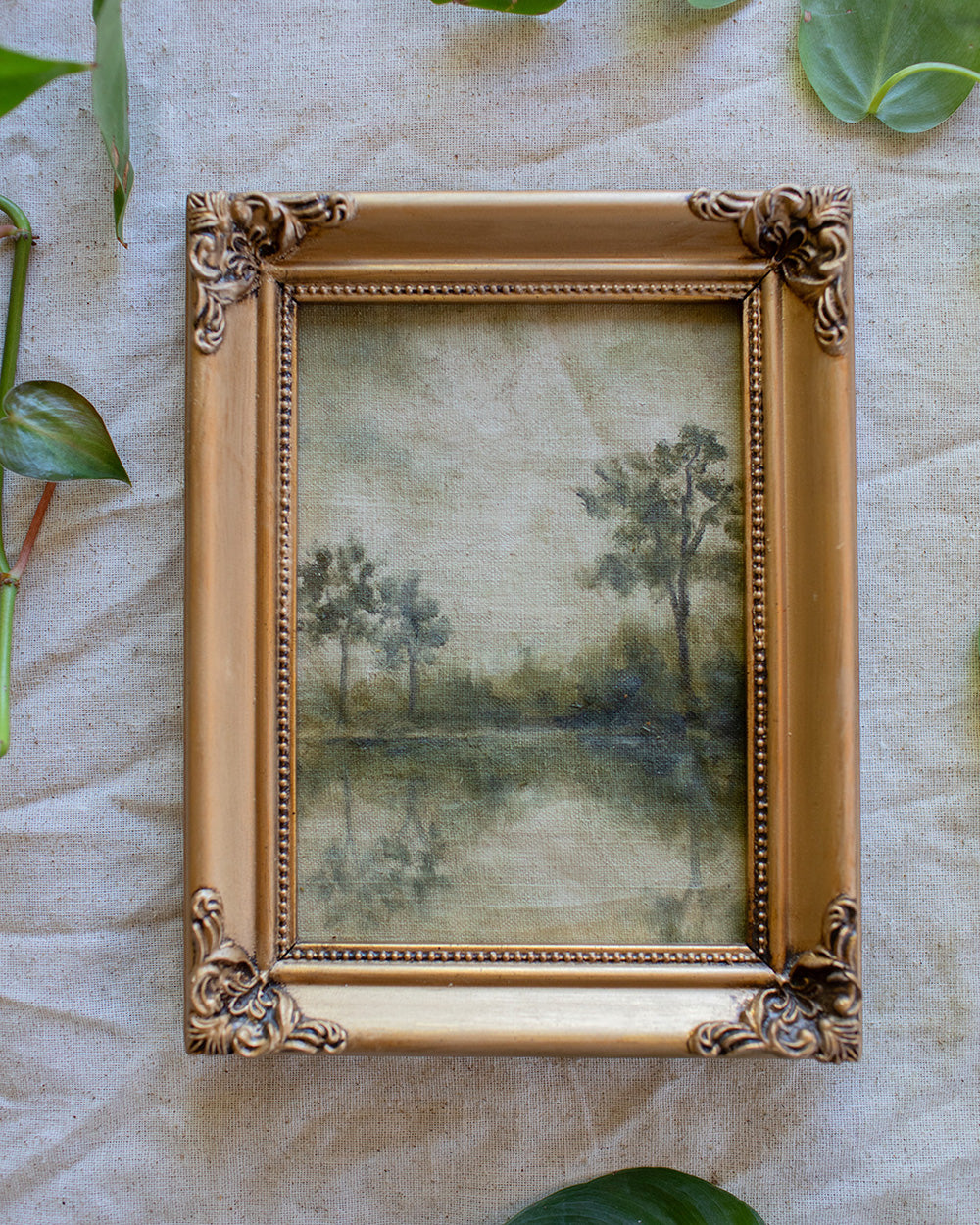 Antique Lake in Gold Frame