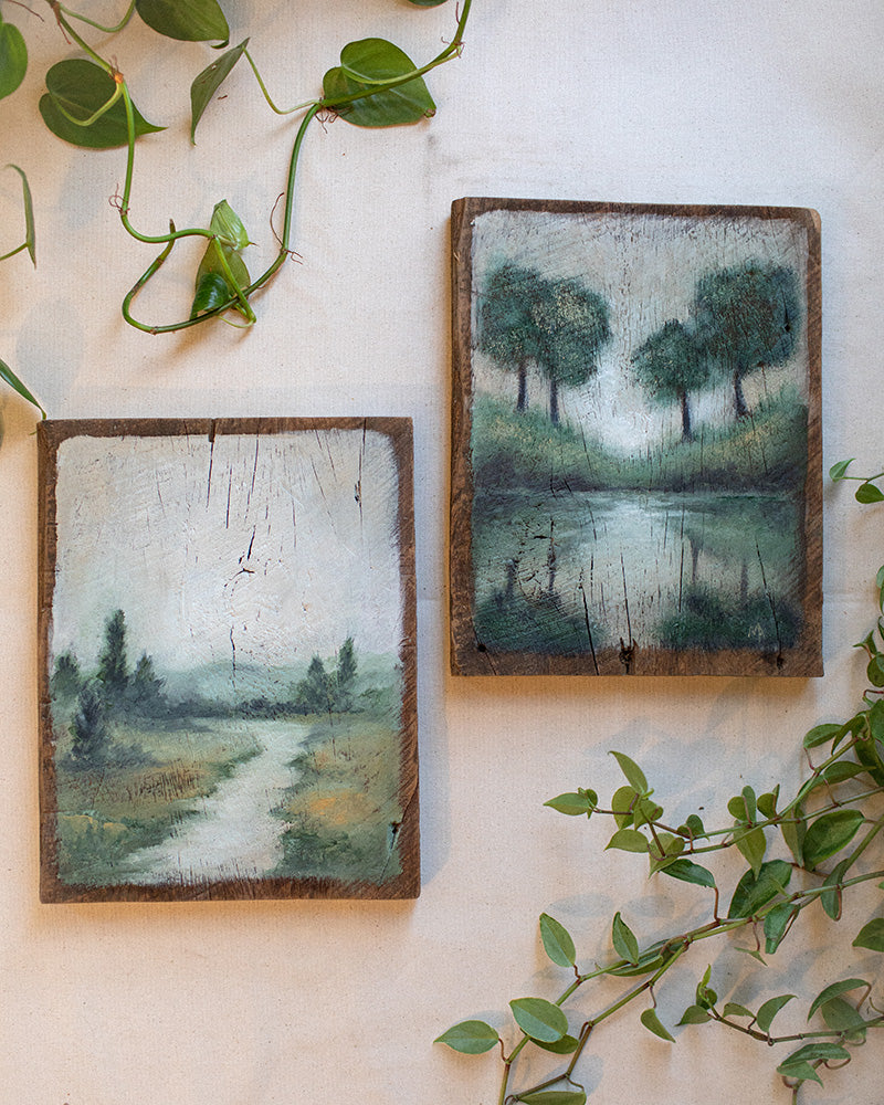 LANDSCAPES ON FOUND WOOD