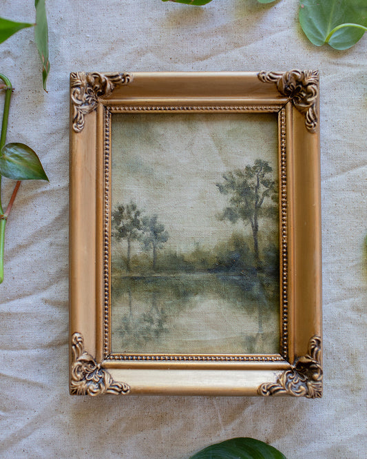 Antique Lake in Gold Frame